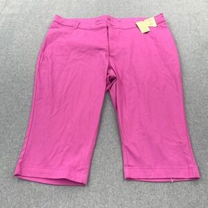 St Johns Bay Pants Womens 22W Pink Mid Rise Capri Easy Fit Hip Thigh NEW